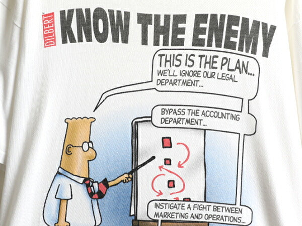 90s USA製 ■ DILBERT ジョーク イラスト プリント 半袖 Tシャツ メンズ XL / 90年代 オールド ディルバート アート キャラクター 漫画 白