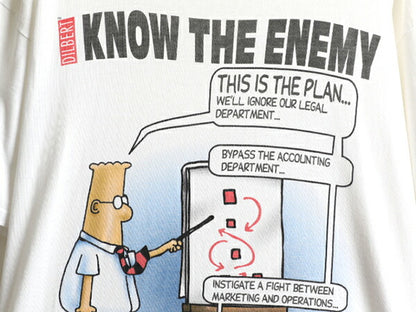 90s USA製 ■ DILBERT ジョーク イラスト プリント 半袖 Tシャツ メンズ XL / 90年代 オールド ディルバート アート キャラクター 漫画 白