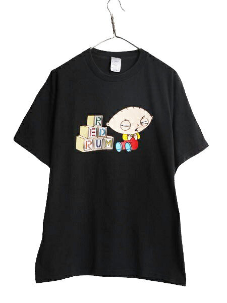 00s オールド ファミリーガイ シャイニング パロディ プリント 半袖 Tシャツ メンズ L / オールド ムービー オフィシャル キャラクター 黒