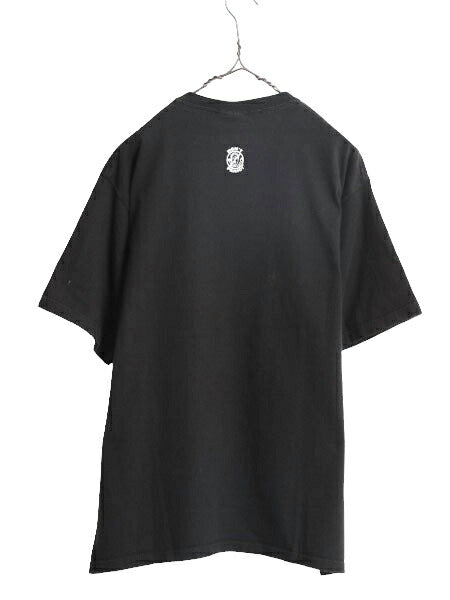 90s DON'T PANIC ジョーク メッセージ プリント Tシャツ メンズ L / 古着 90年代 オールド グラフィック 当時物 ヘビーウェイト ブラック