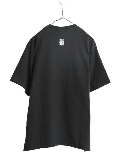 90s DON'T PANIC ジョーク メッセージ プリント Tシャツ メンズ L / 古着 90年代 オールド グラフィック 当時物 ヘビーウェイト ブラック