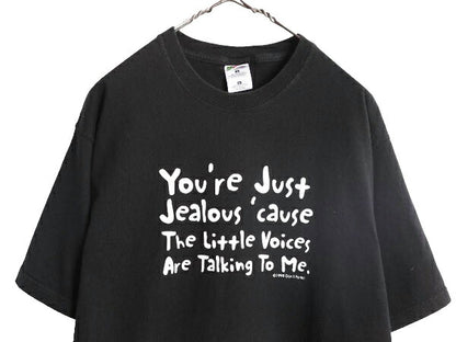 90s DON'T PANIC ジョーク メッセージ プリント Tシャツ メンズ L / 古着 90年代 オールド グラフィック 当時物 ヘビーウェイト ブラック