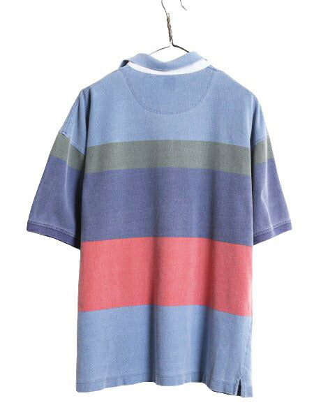 90s OLD GAP ボーダー 鹿の子 半袖 ポロシャツ メンズ L / 90年代 オールド ギャップ 半袖シャツ コットン 旧タグ ボックス マルチカラー