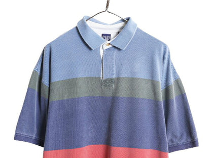90s OLD GAP ボーダー 鹿の子 半袖 ポロシャツ メンズ L / 90年代 オールド ギャップ 半袖シャツ コットン 旧タグ ボックス マルチカラー