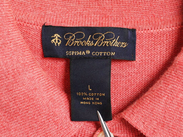 ブルックスブラザーズ スーピマ コットン 半袖 ニット ポロシャツ メンズ L / Brooks Brothers 半袖シャツ リブ編み セーター ボックス 赤
