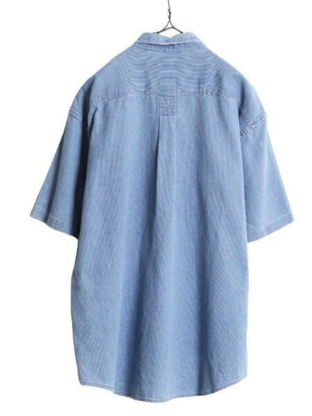 80s ST JOHN'S BAY コットン ピケ 半袖 ボタンダウン シャツ メンズ XL 80年代 ヴィンテージ セントジョンズベイ 半袖シャツ 大きいサイズ