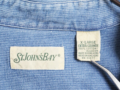 80s ST JOHN'S BAY コットン ピケ 半袖 ボタンダウン シャツ メンズ XL 80年代 ヴィンテージ セントジョンズベイ 半袖シャツ 大きいサイズ