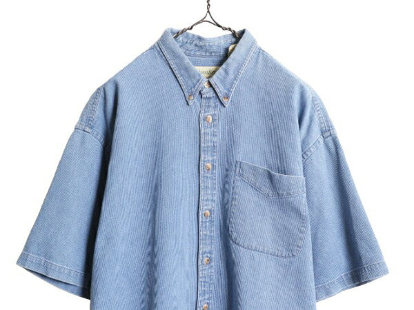 80s ST JOHN'S BAY コットン ピケ 半袖 ボタンダウン シャツ メンズ XL 80年代 ヴィンテージ セントジョンズベイ 半袖シャツ 大きいサイズ