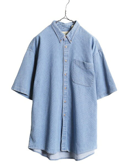 80s ST JOHN'S BAY コットン ピケ 半袖 ボタンダウン シャツ メンズ XL 80年代 ヴィンテージ セントジョンズベイ 半袖シャツ 大きいサイズ