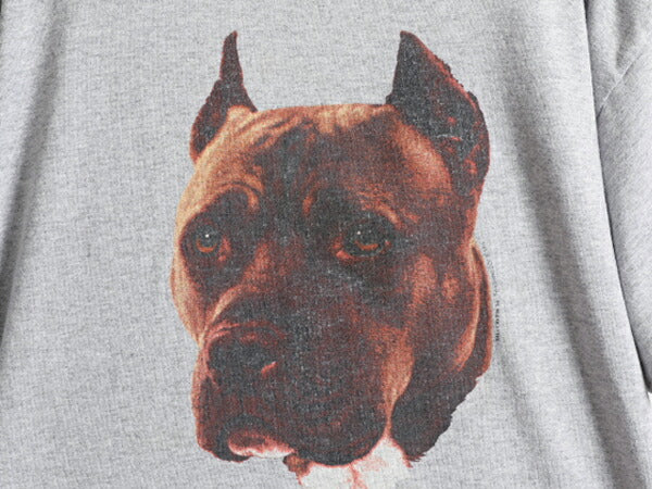 90s ■ ドッグ イラスト プリント Tシャツ メンズ レディース L 90年代 ピットブル アニマル 動物 犬 アート グラフィック ヘビーウェイト