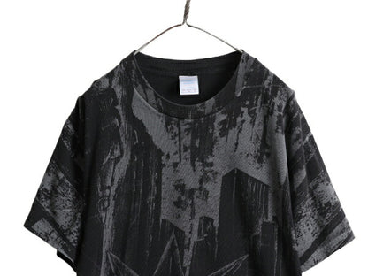 00s ■ 自由の女神 オーバープリント 半袖 Tシャツ メンズ L 古着 00年代 オールド 大判 アート イラスト グラフィック ヘビーウェイト 黒