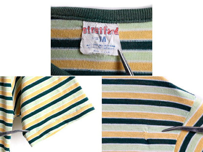 70s USA製 ビンテージ ■ Stratford ボーダー リブ編み 半袖 Tシャツ ( M メンズ XS レディース S 程) 70年代 シングルステッチ ボーダーT