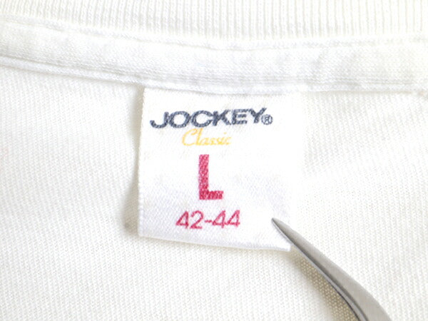 80s 90s USA製 ■ JOCKEY Vネック 無地 半袖 Tシャツ ( L メンズ 小さめ M ) 古着 80年代 90年代 ジョッキー シングルステッチ 白 ホワイト