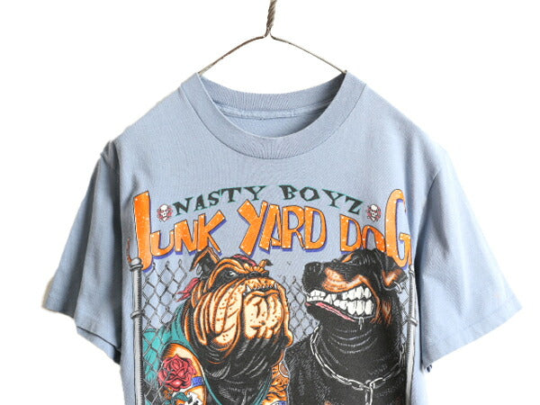 90s ■ ドッグ アート イラスト プリント 半袖 Tシャツ メンズ M 程 古着 90年代 アニマル キャラクター ヘビーウェイト シングルステッチ