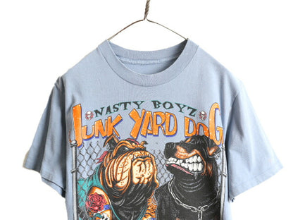 90s ■ ドッグ アート イラスト プリント 半袖 Tシャツ メンズ M 程 古着 90年代 アニマル キャラクター ヘビーウェイト シングルステッチ