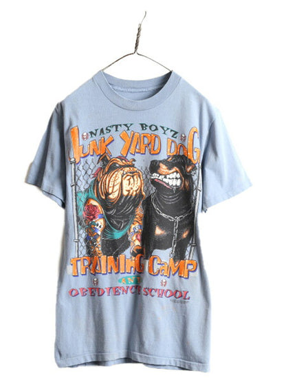 90s ■ ドッグ アート イラスト プリント 半袖 Tシャツ メンズ M 程 古着 90年代 アニマル キャラクター ヘビーウェイト シングルステッチ