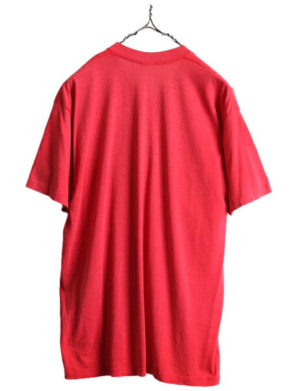70s 80s USA製 ■ ジョーク メッセージ イラスト プリント 半袖 Tシャツ メンズ XL 小さめ M 程/ 古着 70年代 80年代 ビンテージ アート 赤