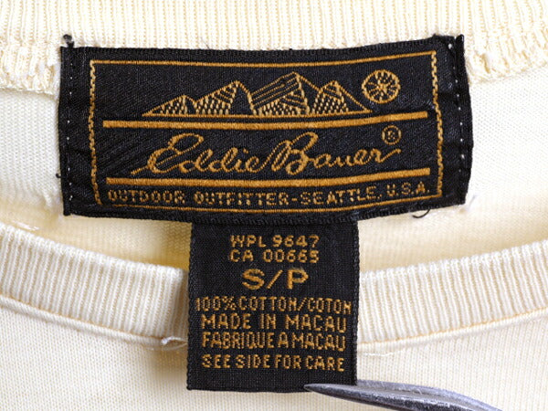 80s ■ エディーバウアー フラワー アート プリント 半袖 Tシャツ レディース S / 80年代 ビンテージ Eddie Bauer  花 イラスト 黒タグ 黄