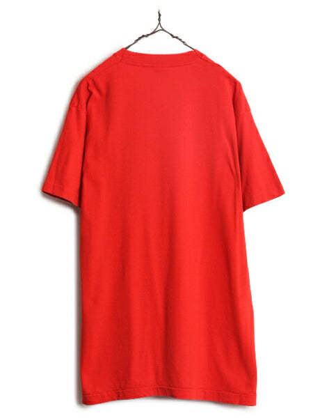80s USA製 フルーツオブザルーム ポケット付き 無地 半袖 Tシャツ メンズ XL 80年代 ヴィンテージ ポケT 無地T シングルステッチ 耳付き 赤