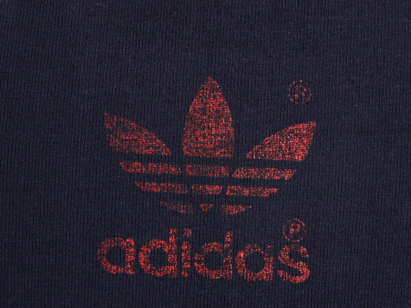 80s USA製 アディダス 3ライン トレフォイル プリント Vネック 半袖 Tシャツ M メンズ 小さめ S 程/ 古着 80年代 ヴィンテージ adidas ロゴ