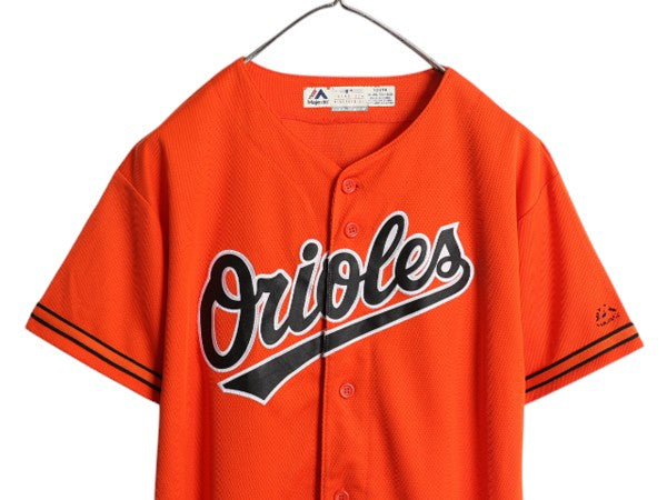 オリオールズ ベースボール シャツ キッズ XL メンズ S 程 MLB オフィシャル マジェスティック 大リーグ ユニフォーム ゲームシャツ 重ね着