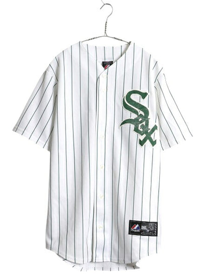 USA製 ホワイトソックス ベースボール シャツ メンズ M 程 MLB オフィシャル マジェスティック 大リーグ ユニフォーム ゲームシャツ 重ね着