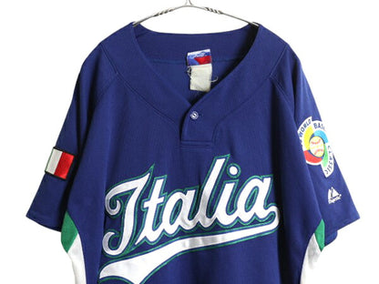 イタリア 代表 ベースボール シャツ メンズ XL 程/ WBC オフィシャル マジェスティック 大リーグ ユニフォーム プルオーバー 大きいサイズ