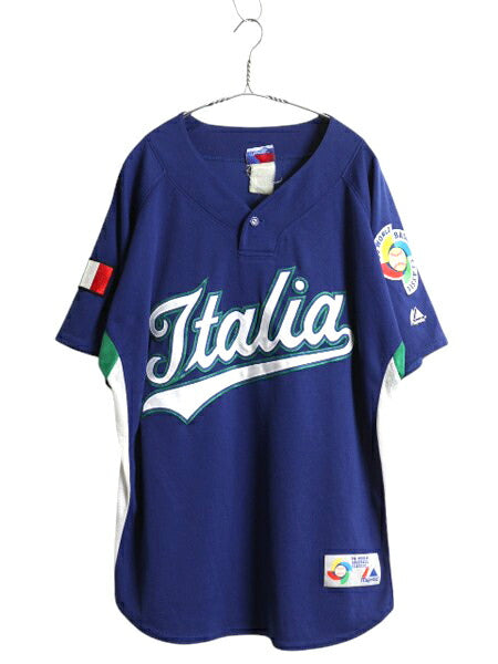 イタリア 代表 ベースボール シャツ メンズ XL 程/ WBC オフィシャル マジェスティック 大リーグ ユニフォーム プルオーバー 大きいサイズ