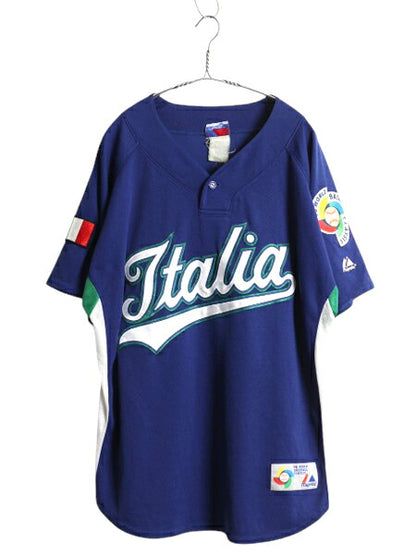 イタリア 代表 ベースボール シャツ メンズ XL 程/ WBC オフィシャル マジェスティック 大リーグ ユニフォーム プルオーバー 大きいサイズ