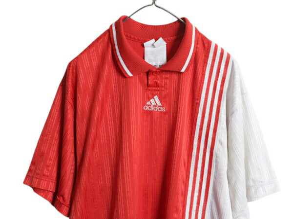 00s USA製 アディダス サッカー プラクティス シャツ メンズ XL オールド ポロシャツ ユニフォーム トレーニング ゲーム ジャージ ツートン