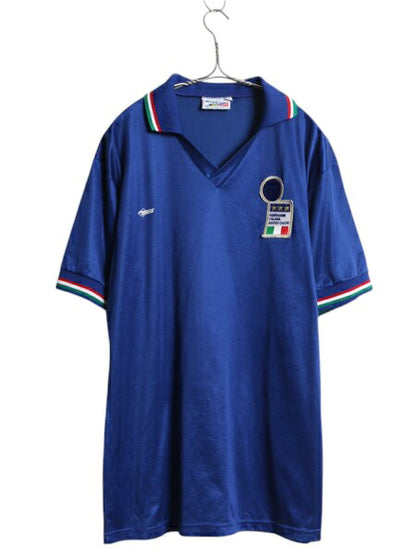 90s USA製 イタリア 代表 タイプ サッカー ユニフォーム メンズ L / オールド  ポロシャツ ユニフォーム トレーニング ジャージ 半袖シャツ