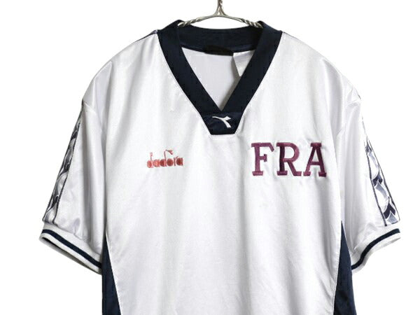 90s ディアドラ サッカー ユニフォーム メンズ M / オールド Tシャツ ユニフォーム トレーニング ジャージ ナンバリング Vネック ツートン