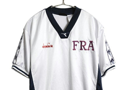 90s ディアドラ サッカー ユニフォーム メンズ M / オールド Tシャツ ユニフォーム トレーニング ジャージ ナンバリング Vネック ツートン