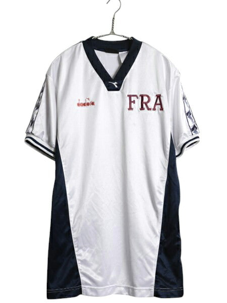 90s ディアドラ サッカー ユニフォーム メンズ M / オールド Tシャツ ユニフォーム トレーニング ジャージ ナンバリング Vネック ツートン