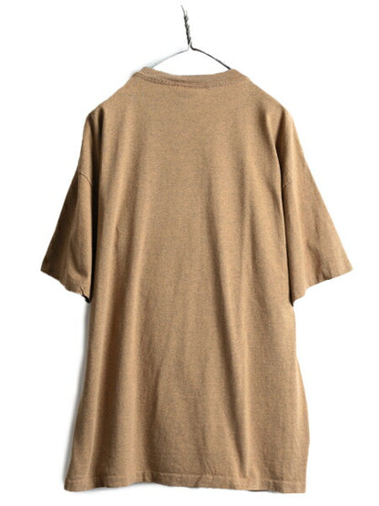 90s USA製 大きいサイズ XXL ■ ウルフ イラスト プリント 半袖 Tシャツ メンズ 2XL 90年代 狼 アニマル オオカミ アート グラフィック 茶