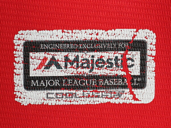 ブレーブス ベースボール シャツ メンズ XL 程 古着 MLB オフィシャル マジェスティック 大リーグ ユニフォーム ゲームシャツ 大きいサイズ