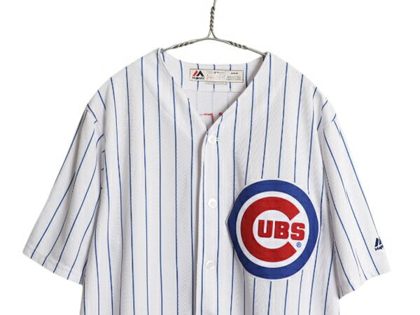 カブス ベースボール シャツ メンズ M / 古着 MLB オフィシャル マジェスティック 大リーグ ユニフォーム ゲームシャツ 半袖シャツ 重ね着