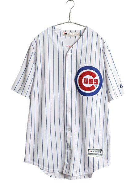 カブス ベースボール シャツ メンズ M / 古着 MLB オフィシャル マジェスティック 大リーグ ユニフォーム ゲームシャツ 半袖シャツ 重ね着