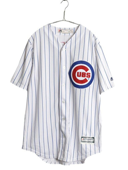 カブス ベースボール シャツ メンズ M / 古着 MLB オフィシャル マジェスティック 大リーグ ユニフォーム ゲームシャツ 半袖シャツ 重ね着