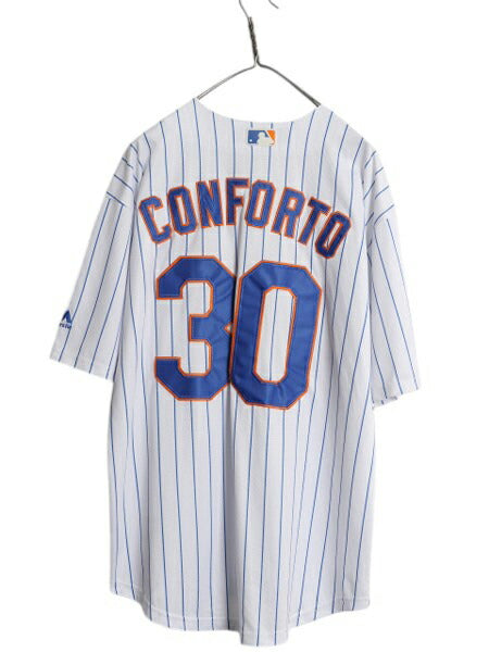 メッツ ベースボール シャツ メンズ L 古着 MLB オフィシャル マジェスティック 大リーグ ユニフォーム ゲームシャツ ジャージ 半袖シャツ