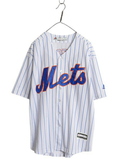 メッツ ベースボール シャツ メンズ L 古着 MLB オフィシャル マジェスティック 大リーグ ユニフォーム ゲームシャツ ジャージ 半袖シャツ