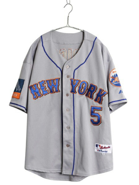 メッツ ベースボール シャツ メンズ XL 程/ MLB オフィシャル マジェスティック 大リーグ ユニフォーム ゲームシャツ 半袖シャツ ジャージ
