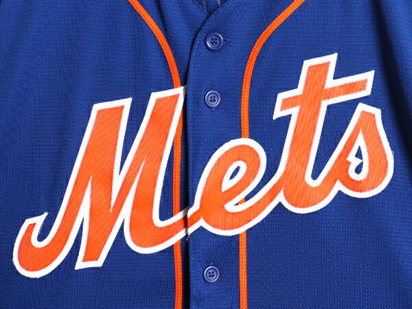 メッツ ベースボール シャツ メンズ L / 古着 MLB オフィシャル マジェスティック 大リーグ ユニフォーム ゲームシャツ 重ね着 半袖シャツ
