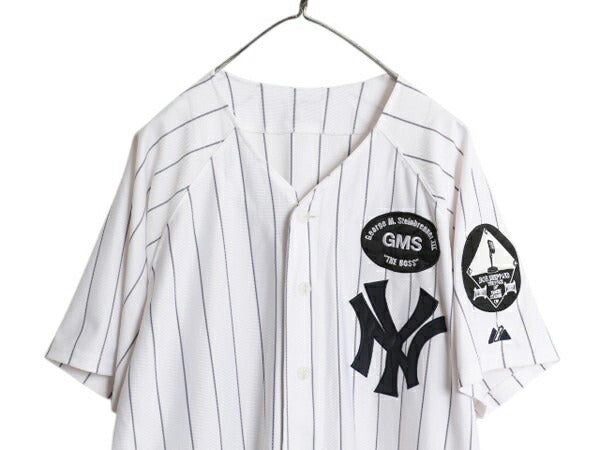 ヤンキース ベースボール シャツ メンズ XXL 程/ MLB オフィシャル マジェスティック 大リーグ ユニフォーム ジャージ 重ね着 大きいサイズ