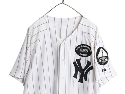 ヤンキース ベースボール シャツ メンズ XXL 程/ MLB オフィシャル マジェスティック 大リーグ ユニフォーム ジャージ 重ね着 大きいサイズ