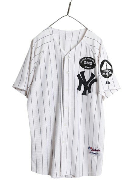 ヤンキース ベースボール シャツ メンズ XXL 程/ MLB オフィシャル マジェスティック 大リーグ ユニフォーム ジャージ 重ね着 大きいサイズ