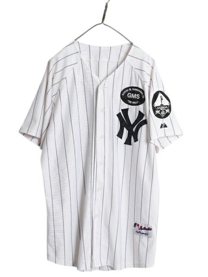 ヤンキース ベースボール シャツ メンズ XXL 程/ MLB オフィシャル マジェスティック 大リーグ ユニフォーム ジャージ 重ね着 大きいサイズ