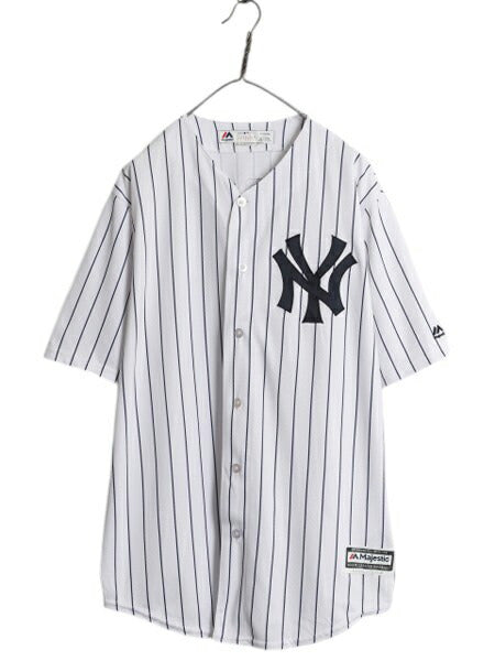 USA製 ヤンキース ベースボール シャツ メンズ XL / MLB オフィシャル マジェスティック 大リーグ ユニフォーム ゲームシャツ 大きいサイズ