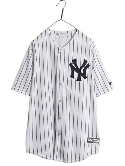 USA製 ヤンキース ベースボール シャツ メンズ XL / MLB オフィシャル マジェスティック 大リーグ ユニフォーム ゲームシャツ 大きいサイズ