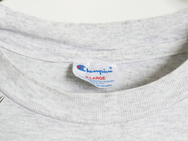 90s USA製 チャンピオン オーバー プリント 半袖 Tシャツ メンズ XL オールド Champion シングルステッチ 大きいサイズ バックプリント 灰